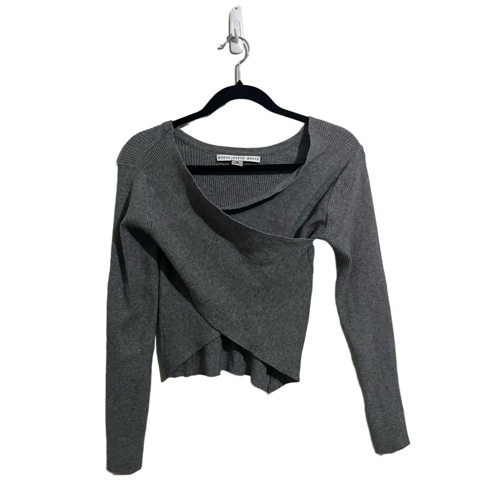 Hyfve Gray Ribbed Long sleeve Top Size: M